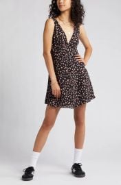 BP Floral Double V Neck Minidress at Nordstrom