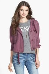 BP Hooded Crop Chambray Jacket at Nordstrom Rack