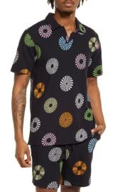 BP Medallion Print Polo In Black Colorblock Foulard at Nordstrom