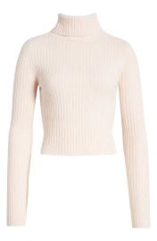 BP Rib Crop Turtleneck Sweater in Pink Crystal at Nordstrom