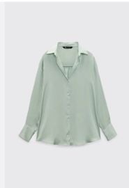 BRAND NEW NWT Zara Womenaposs Long Sleeve Satin Shirt Light Green Size S 7969046 eBay at eBay