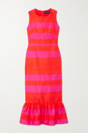 BRANDON MAXWELL Ruffled striped cotton and silk-blend faille midi dress NET-A-PORTER at Net a Porter