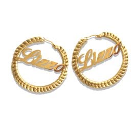 BRIDAL SURNAME CUSTOM HOOP EARRINGS Bamboo Earrings-Seville Michelle at Seville Michelle