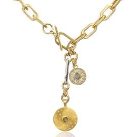 BRUSHED GOLD RICO RONDO TOGGLE NECKLACE - at Tat2 Designs