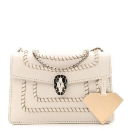 BULGARI Calfskin Woven Chain Serpenti Forever Crossbody Bag White 1076460 FASHIONPHILE at Fashionphile
