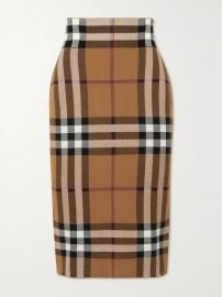 BURBERRY Checked jacquard-knit cotton-blend midi skirt NET-A-PORTER at Net a Porter