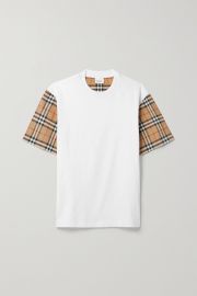 BURBERRY Checked poplin-trimmed cotton-jersey T-shirt NET-A-PORTER at Net a Porter