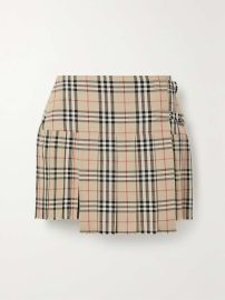 BURBERRY Pleated checked wool mini skirt NET-A-PORTER at Net a Porter