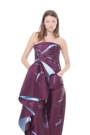 BURGUNDY MIKADO DRAPED STRAPELESS TOP at Marques Almeida