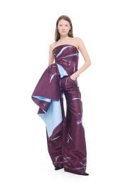 BURGUNDY PRINTED MIKADO BOYFRIEND TROUSERS at Marques Almeida
