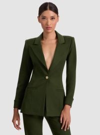 BURNS FITTED BLAZER in DARK OLIVE ALICE OLIVIA at Alice + Olivia