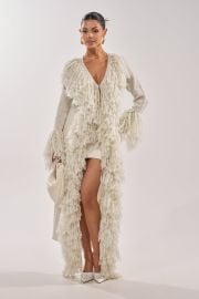 BURRR IT39S COLD OUTSIDE FRINGE OVERSIZED SWEATER IN IVORY AKIRA at Akira