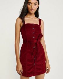 BUTTON-UP CORDUROY PINAFORE DRESS at Abercrombie & Fitch