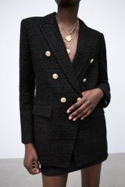 BUTTONED TEXTURED WEAVE BLAZER - Black   United States at Zara