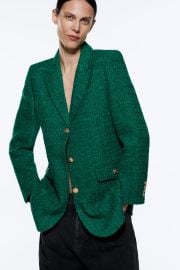 BUTTONED TEXTURED WEAVE BLAZER - Green   United States at Zara