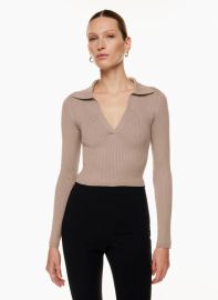 Babaton SCULPT KNIT POLO LONGSLEEVE US at Aritzia