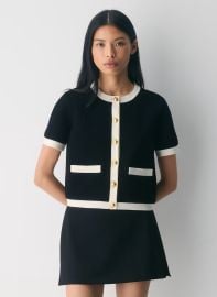 Babaton at Aritzia Approach Shortsleeve Cardigan in Black Light Birch at Aritzia