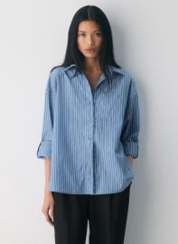 Babaton at Aritzia Archive Poplin Shirt in mtchl strp fr blu wt at Aritzia