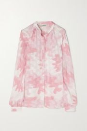 Baby pink Camouflage-print silk-blend jacquard blouse  LANVIN  NET-A-PORTER at Net a Porter