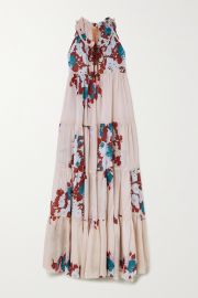 Baby pink Hippy tiered floral-print cotton-voile maxi dress  YVONNE S  NET-A-PORTER at Net a Porter