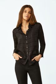 Bacall Satin Burnout Shirt - Black Ecru at Ecru