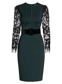 Badgley Mischka - Lace-Sleeve Scuba Dress at Saks Fifth Avenue