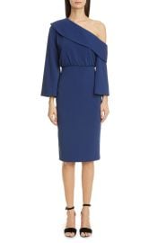 Badgley Mischka Collection Asymmetrical Shoulder Long Sleeve Cocktail Dress at Nordstrom