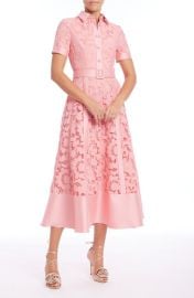 Badgley Mischka Collection Belted Floral Lace & Mikado Cocktail Dress at Nordstrom