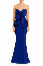 Badgley Mischka Collection Bow Detail Strapless Peplum Mermaid Gown at Nordstrom
