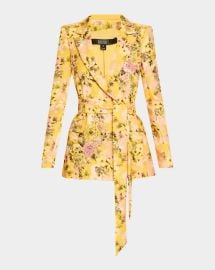 Badgley Mischka Collection Floral Print Embroidered Jacket at Neiman Marcus