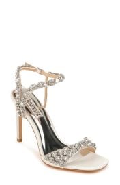 Badgley Mischka Collection Galia Embellished Sandal in Champagne Nappa Leather at Nordstrom