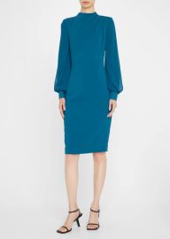 Badgley Mischka Collection Pleated Blouson Sleeve Sheath Dress at Bergdorf Goodman