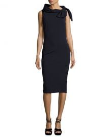 Badgley Mischka Collection Sleeveless Tie-Neck Cocktail Dress  Navy at Neiman Marcus