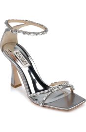 Badgley Mischka Collection Ziana Ankle Strap Sandal in Dark Silver at Nordstrom