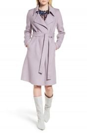 Badgley Mischka Double Face Wool Blend Wrap Front Coat  Regular  amp  Petite at Nordstrom