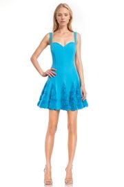 Badgley Mischka Flirty 3D Floral Hem Mini Dress at Badgley Mischka