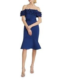 Badgley Mischka Off The Shoulder Floral Neoprene Cocktail Dress at Saks Fifth Avenue