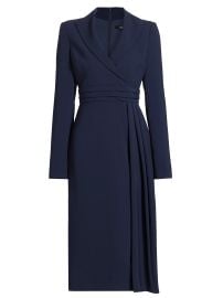 Badgley Mischka Stretch Crepe Pleated Long Sleeve Midi Dress at Saks Fifth Avenue
