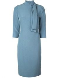 Badgley Mischka Tie-neck Fitted Midi Dress - Farfetch at Farfetch