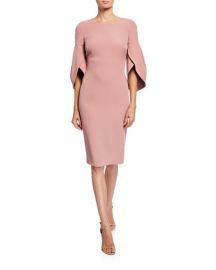 Badgley Mischka Tulip Sleeve Day Dress at Neiman Marcus