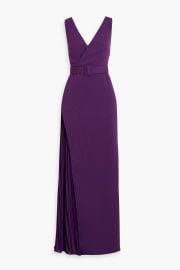 Badgley Mishka Wrap effect pliss paneled crepe gown at The Outnet