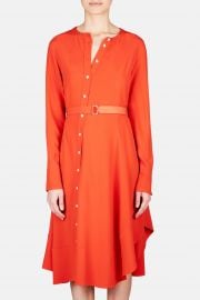 Baelle Asymmetric Button Shirt Dress - Persimmon at The Line