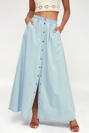 Baez Chambray Maxi Skirt at Lulus