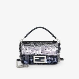 Baguette Mini - Leather bag with gradient blue sequins Fendi at Fendi