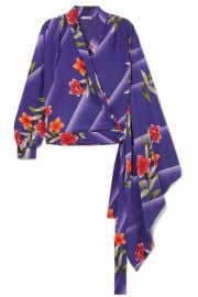 Balenciaga - Floral-print silk-crepon wrap top at Net A Porter