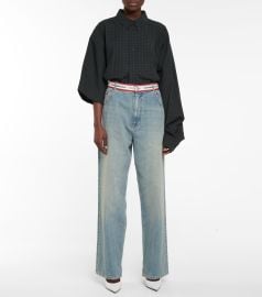 Balenciaga - Logo high-rise wide-leg jeans at Mytheresa