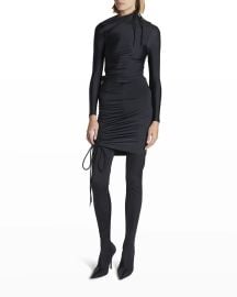 Balenciaga Asymmetric Ruched Mini Dress at Neiman Marcus