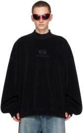 Balenciaga Black Embroidered Sweatshirt at ssense