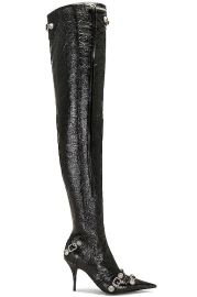 Balenciaga Cagole Over the Knee Boot in Black Crystal FWRD at FWRD