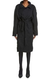 Balenciaga Cotton Drill Wrap Coat in Black W  at Nordstrom